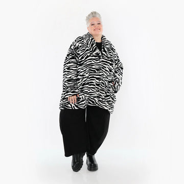 A-Form Jacke von AKH Fashion aus Polyester, 1534.06749, Schwarz/Weiß, Zebra, Ausgefallen