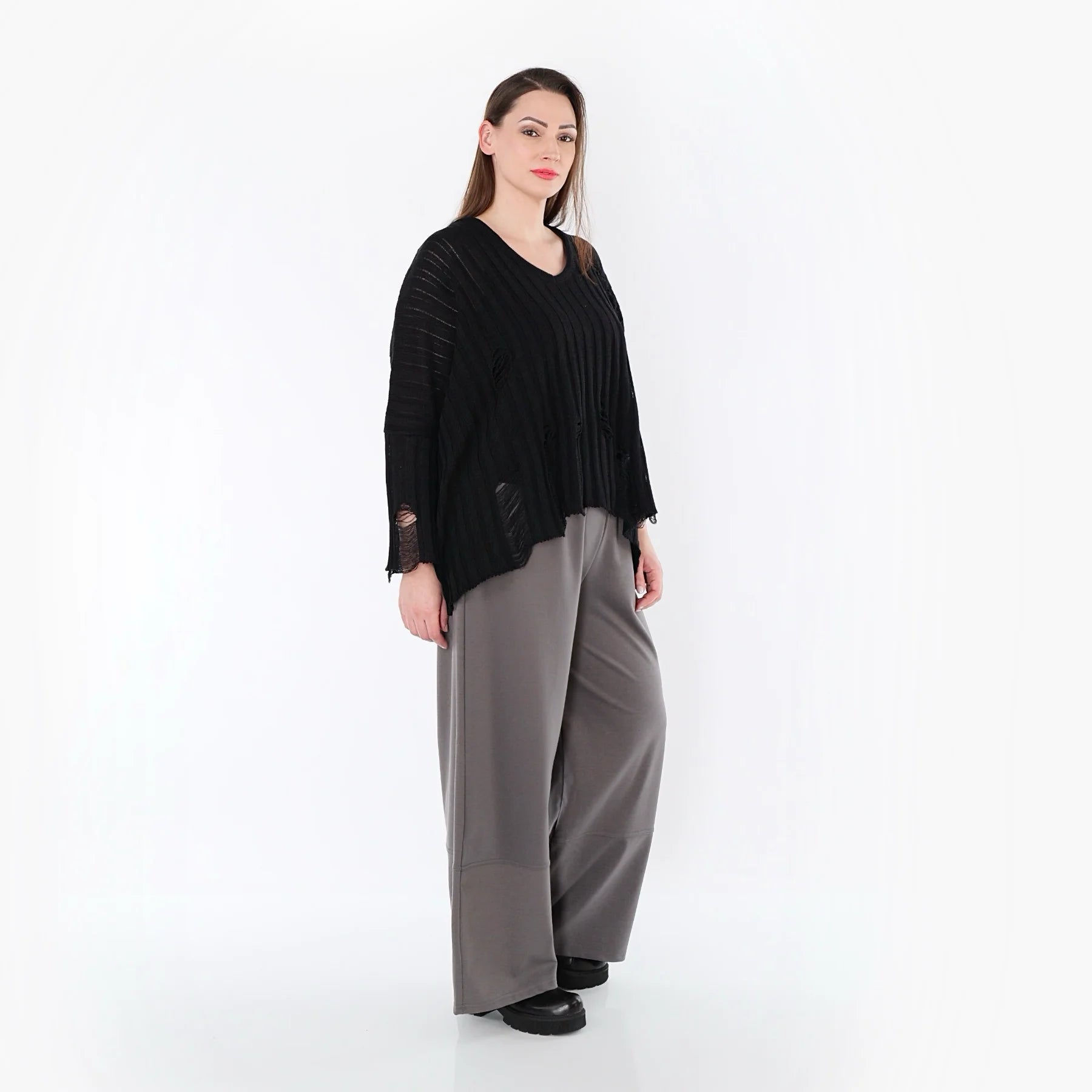  Marlene Hose von AKH Fashion aus Materialmix, 1536.00122, Grau, Ausgefallen, Zeitlos