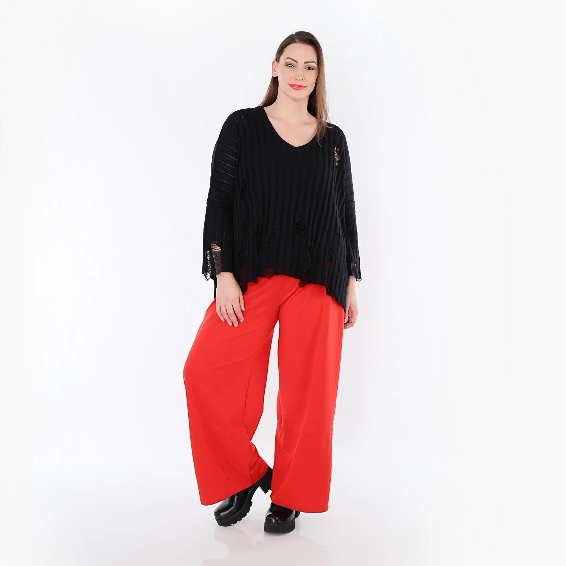  Marlene Hose von AKH Fashion aus Materialmix, 1536.00122, Rot, Ausgefallen, Zeitlos