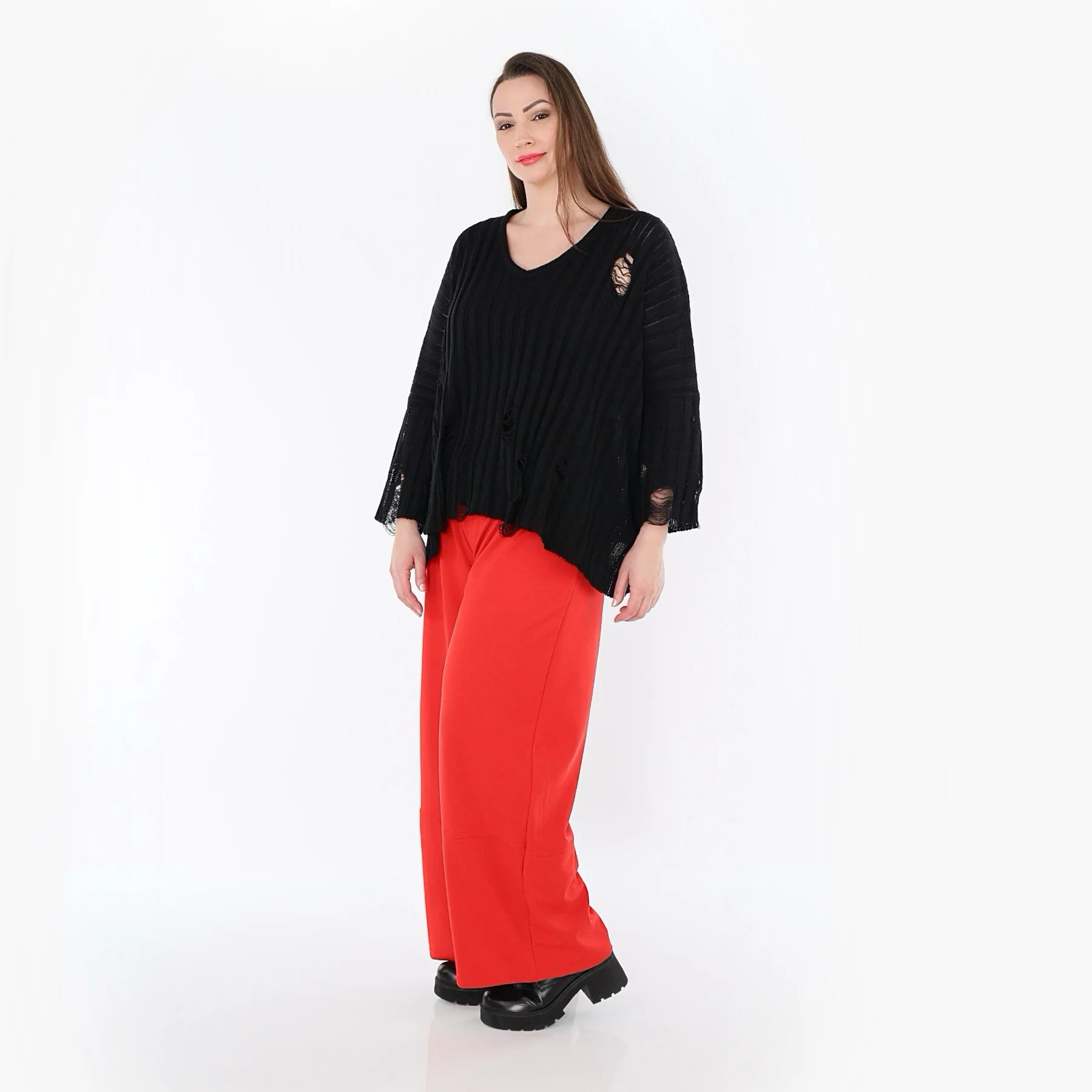  Marlene Hose von AKH Fashion aus Materialmix, 1536.00122, Rot, Ausgefallen, Zeitlos