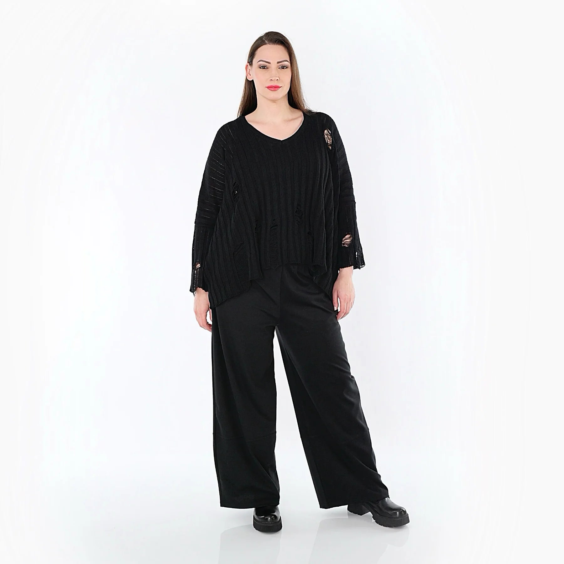  Marlene Hose von AKH Fashion aus Materialmix, 1536.00122, Schwarz, Ausgefallen, Zeitlos