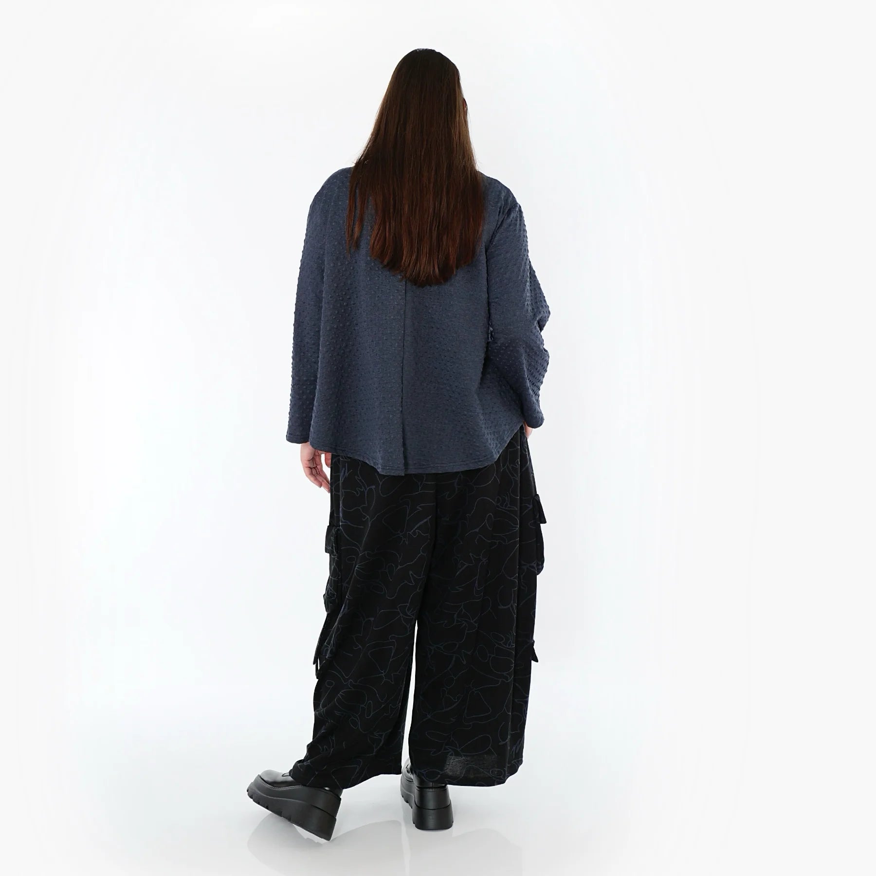  AKH Fashion Jacke in gerundeter Form, aus Baumwolle, 1539.00130, Azurblau, Punkte, Schick