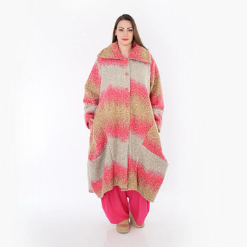  Ballonmantel von AKH Fashion aus Polyester, 1543.03023, Sand/Fuchsia, TwoTone, Schick