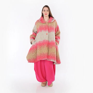  A-Form Jacke von AKH Fashion aus Polyester, 1543.05458, Sand/Fuchsia, TwoTone, Schick