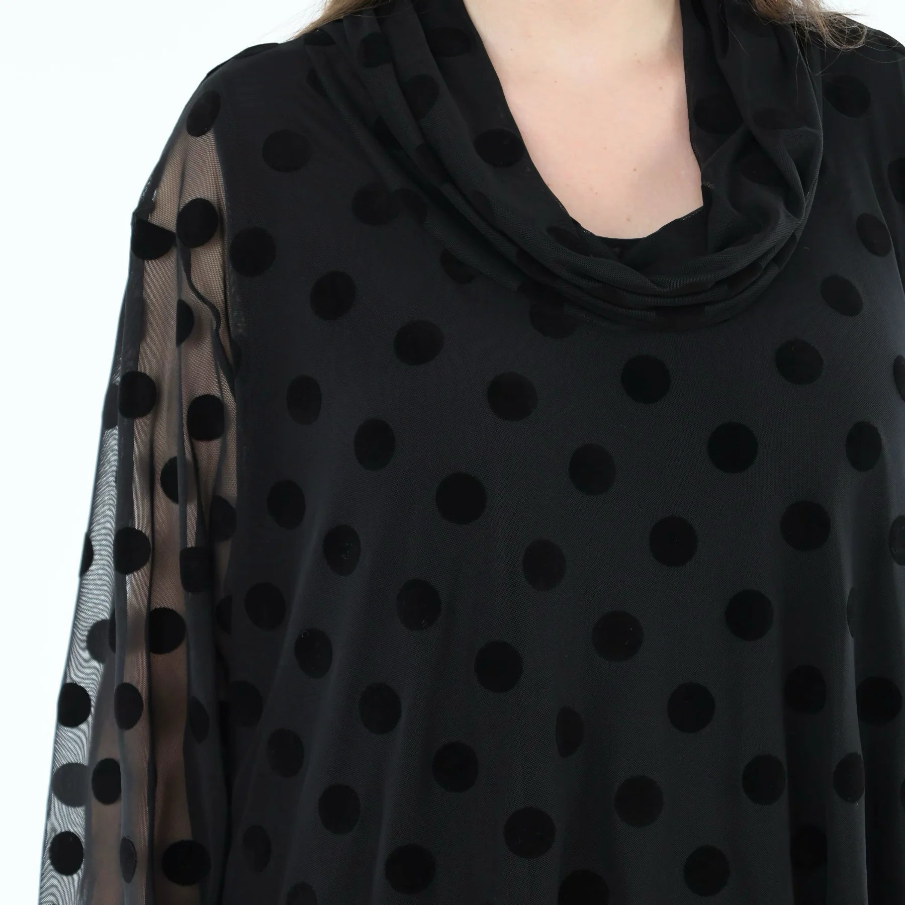  A-Form Bigshirt von AKH Fashion aus Polyester, 1544.03371, Schwarz, Punkte, Ausgefallen