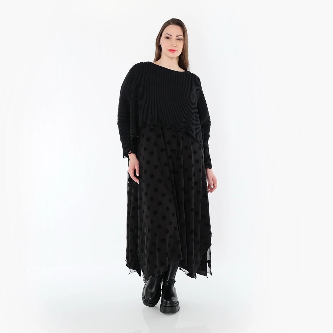  A-Form Tunika von AKH Fashion aus Polyester, 1544.05927, Schwarz, Punkte, Ausgefallen