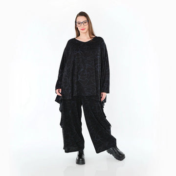  Ballonhose von AKH Fashion aus Viskose, 1545.07125, Schwarz/Blau, Kringel, Ausgefallen