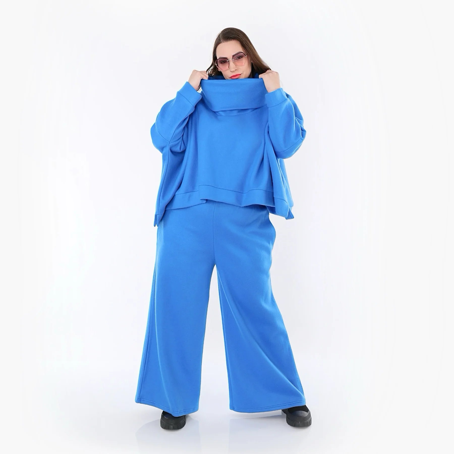 AKH Fashion Überwurf in kastiger Form, aus Baumwolle, 1547.7011R, Blau, Ausgefallen