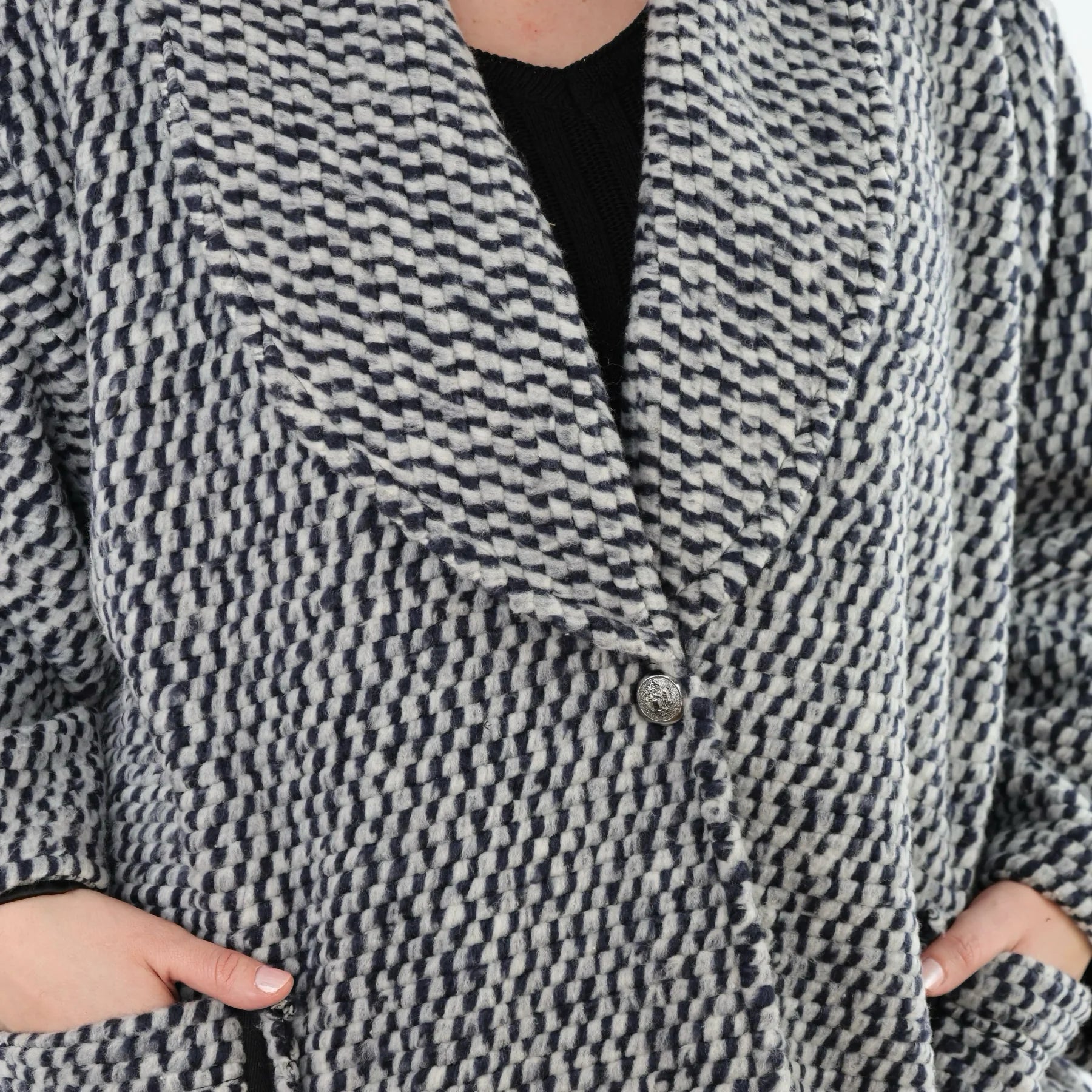  Ballonmantel von AKH Fashion aus Materialmix, 1554.07164, Grau/Blau, Kariert, Ausgefallen