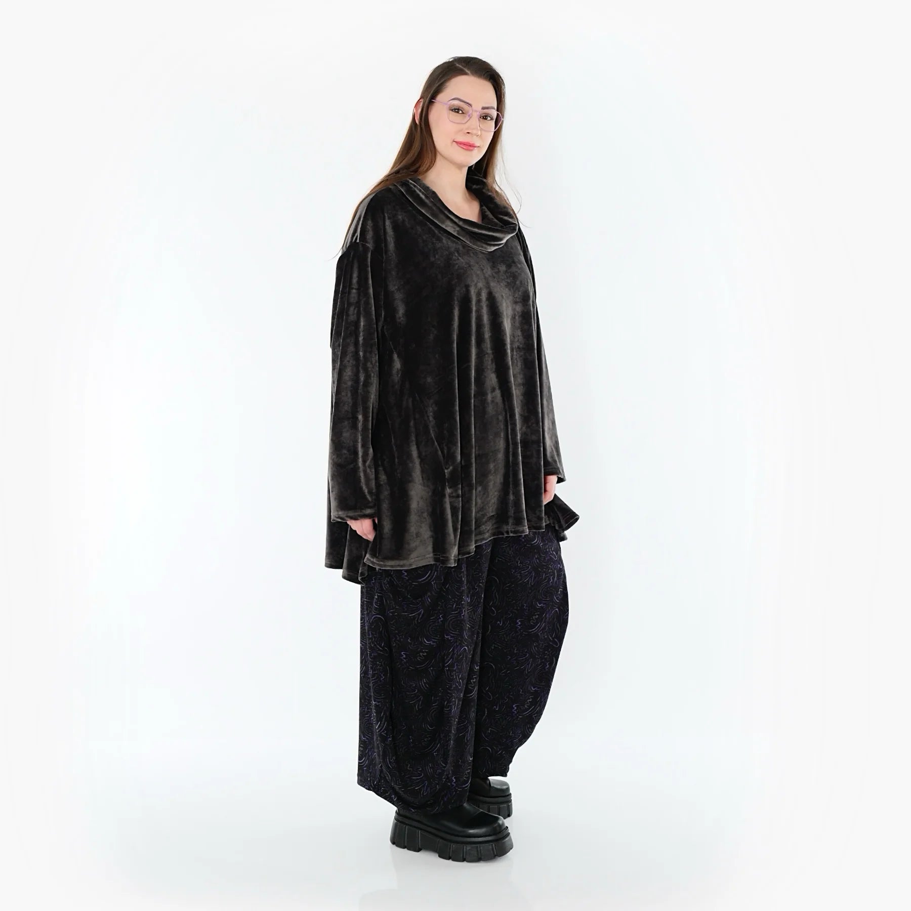  A-Form Bigshirt von AKH Fashion aus Materialmix, 1555.0593R, Anthrazit, Ausgefallen, Zeitlos