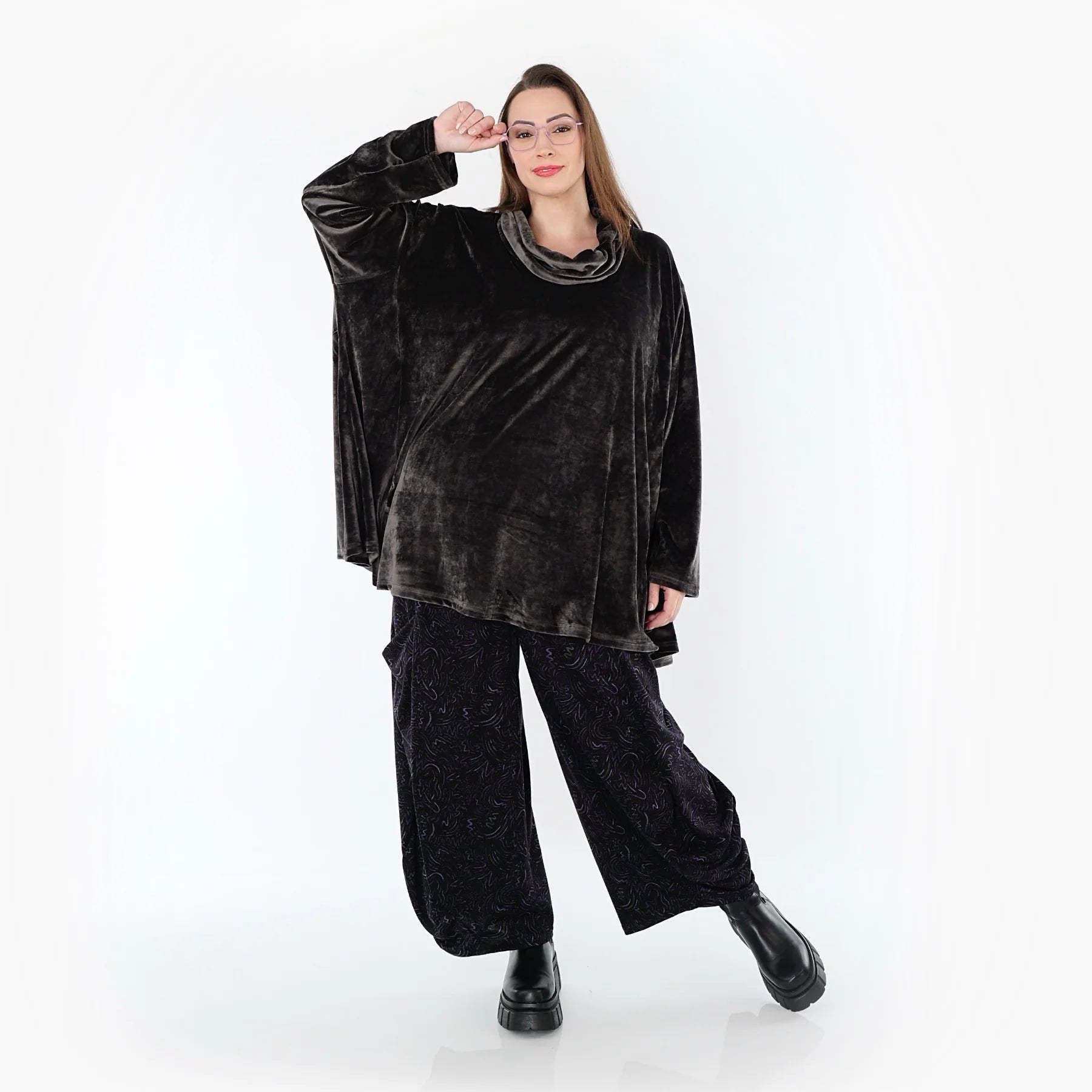  A-Form Bigshirt von AKH Fashion aus Materialmix, 1555.0593R, Anthrazit, Ausgefallen, Zeitlos
