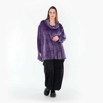  A-Form Bigshirt von AKH Fashion aus Materialmix, 1555.0593R, Lila, Ausgefallen, Zeitlos