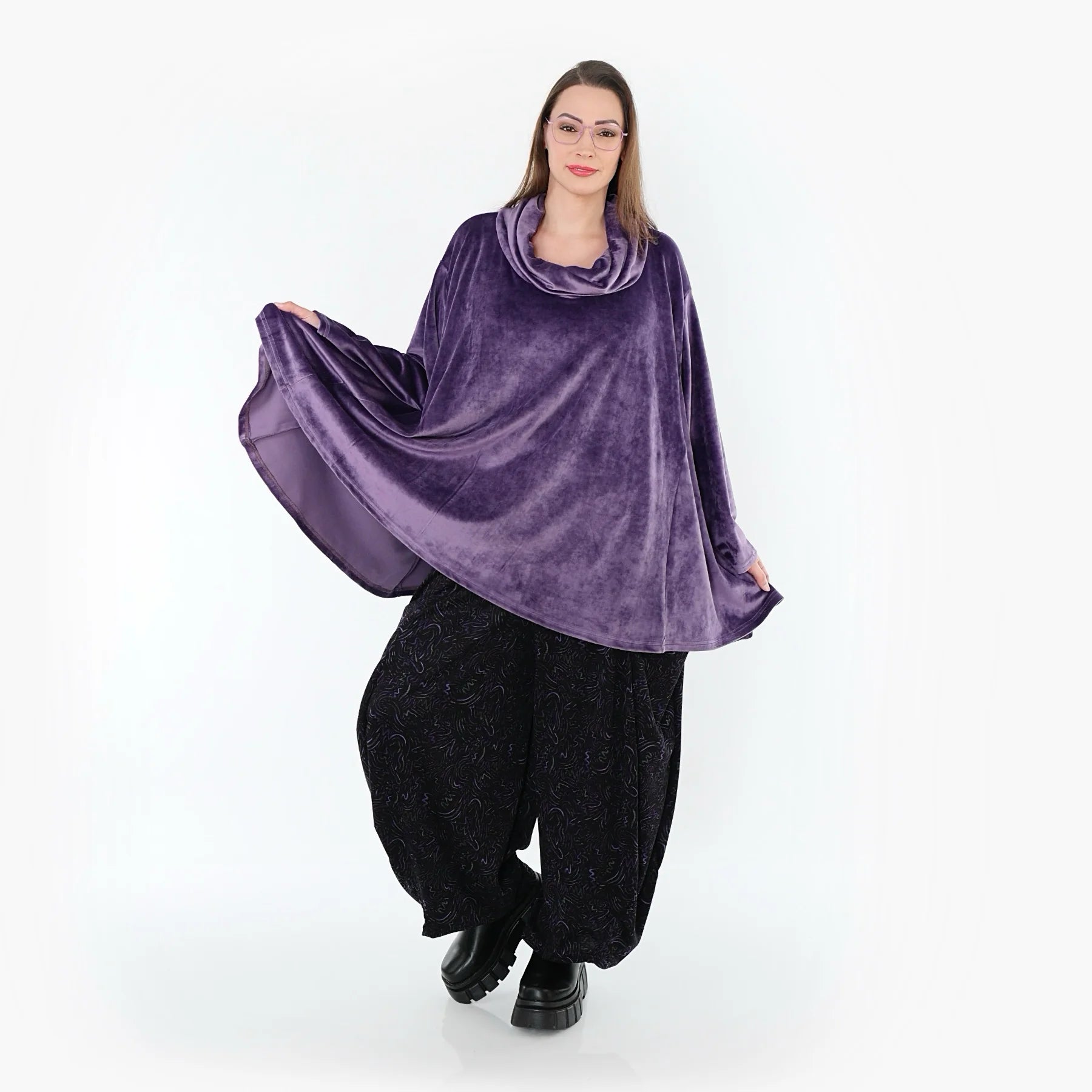  A-Form Bigshirt von AKH Fashion aus Materialmix, 1555.0593R, Lila, Ausgefallen, Zeitlos