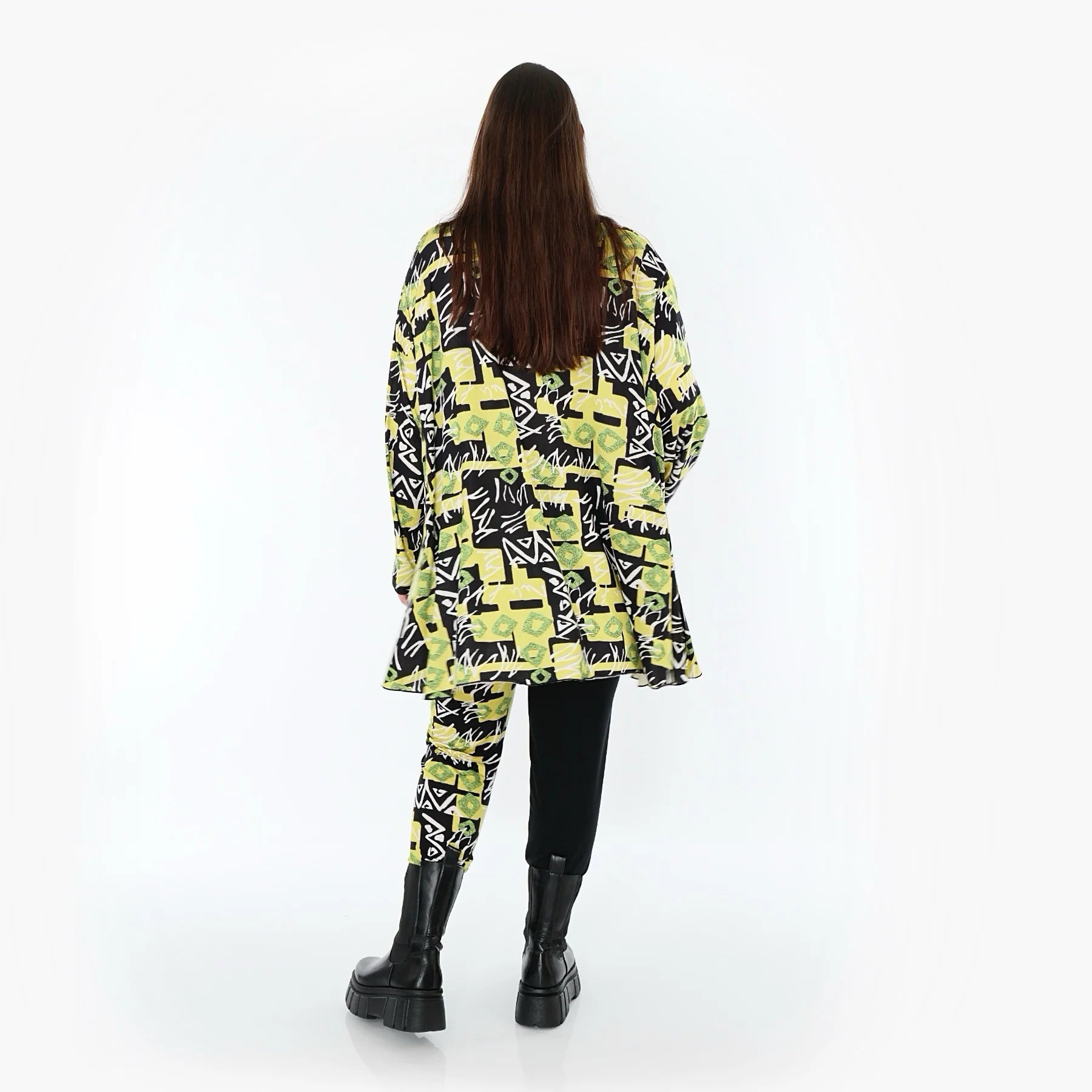  A-Form Bigshirt von AKH Fashion aus Viskose, 1556.00593, Gelb/Multi, Abstrakt, Ausgefallen