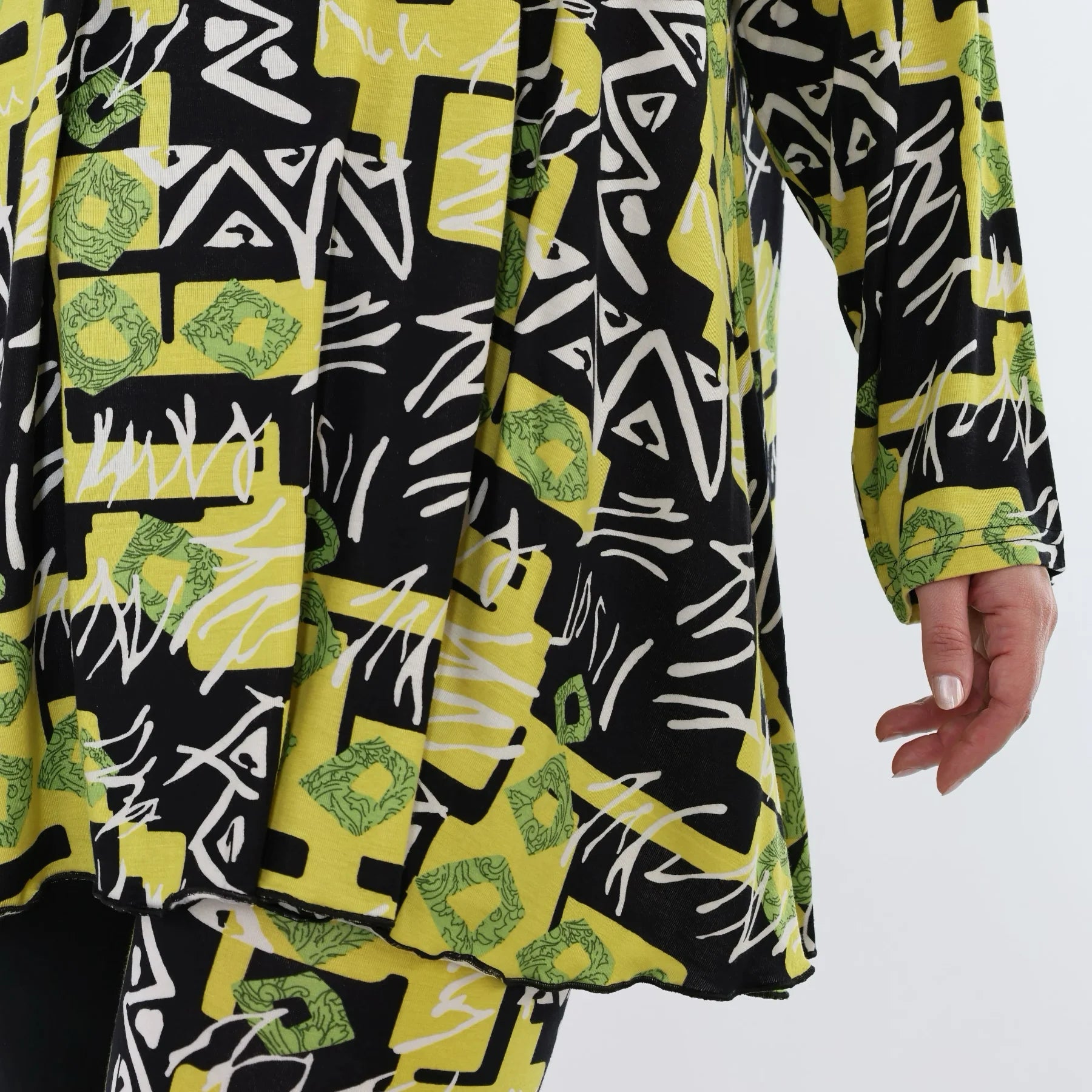  AKH Fashion Shirt in Glocken-Form, aus Viskose, 1556.01892, Gelb/Multi, Abstrakt, Schick