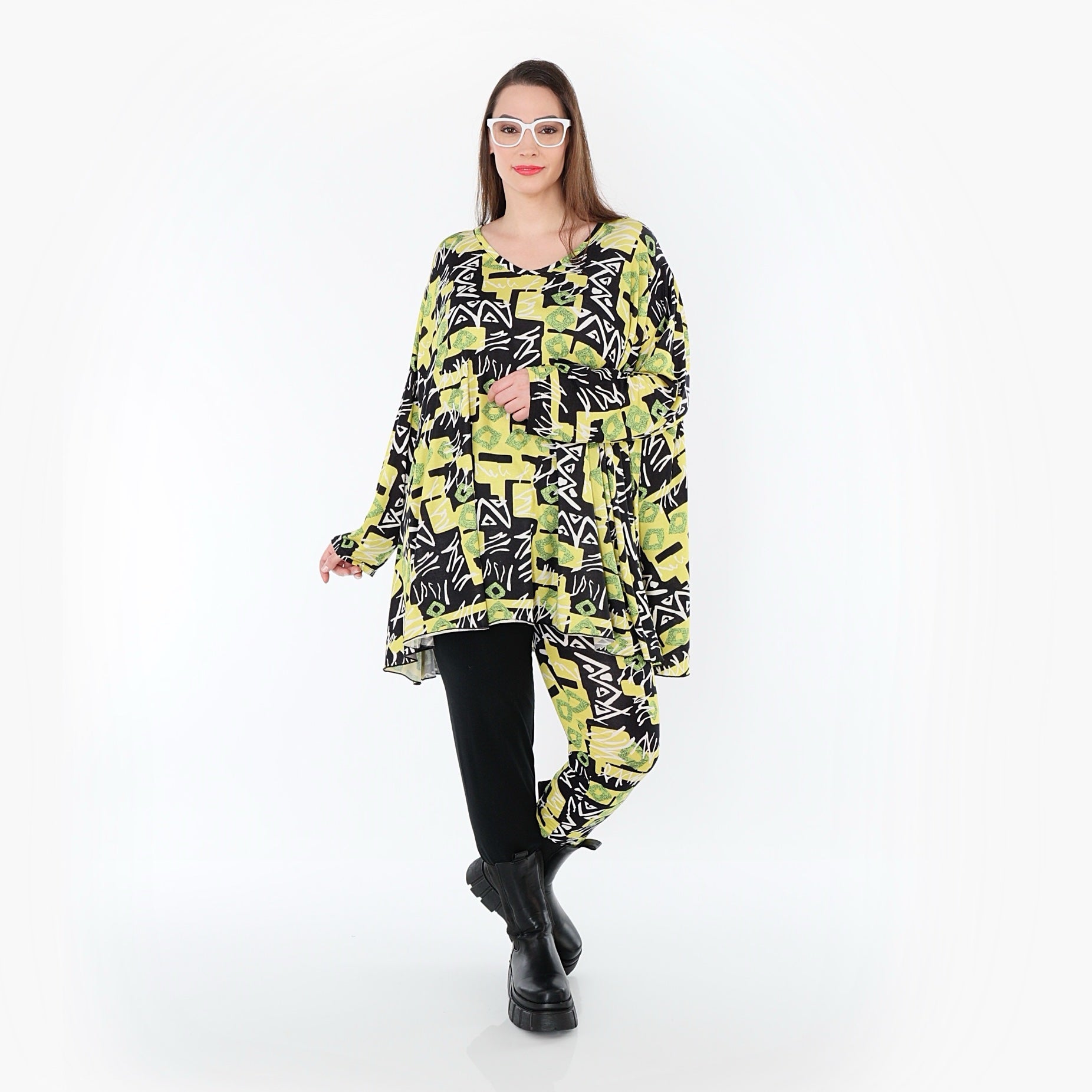  AKH Fashion Leggings in gerader Form, aus Viskose, 1556.0P100, Gelb/Multi, Abstrakt