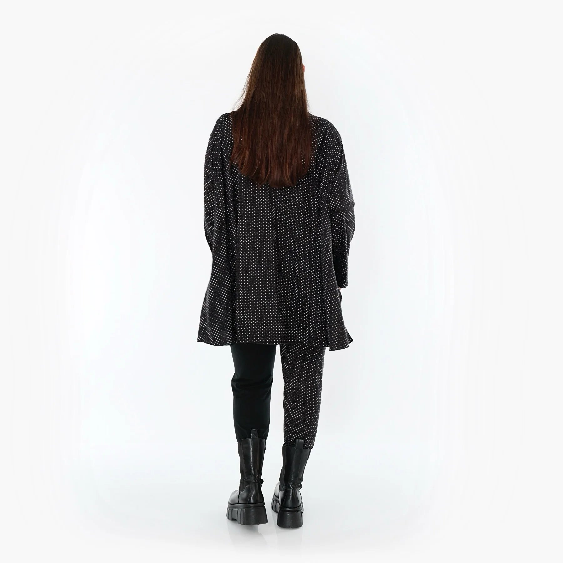  A-Form Bigshirt von AKH Fashion aus Viskose, 1558.00593, Schwarz/Weiß, Punkte, Ausgefallen