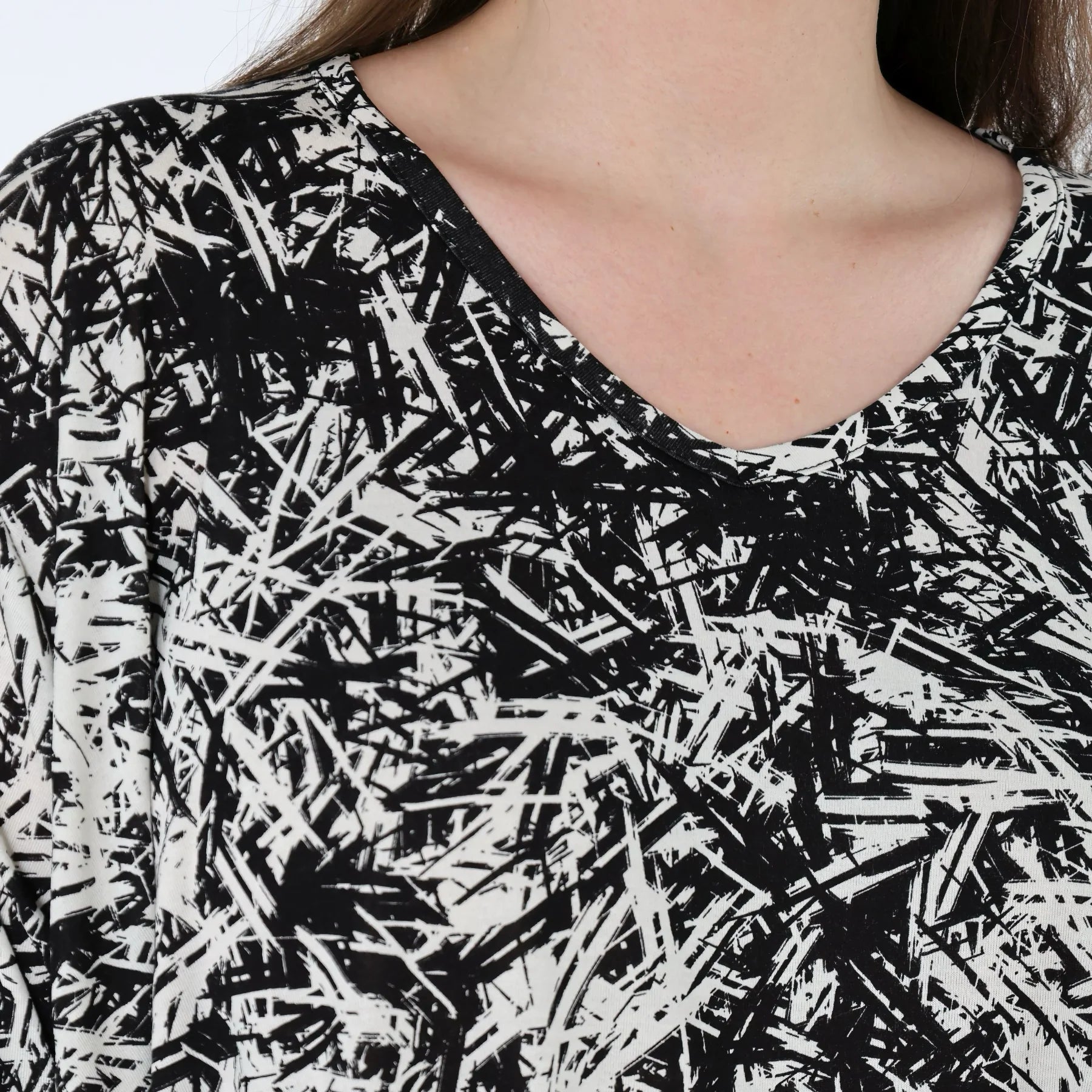  A-Form Bigshirt von AKH Fashion aus Viskose, 1559.00593, Schwarz/Weiß, Abstrakt, Ausgefallen