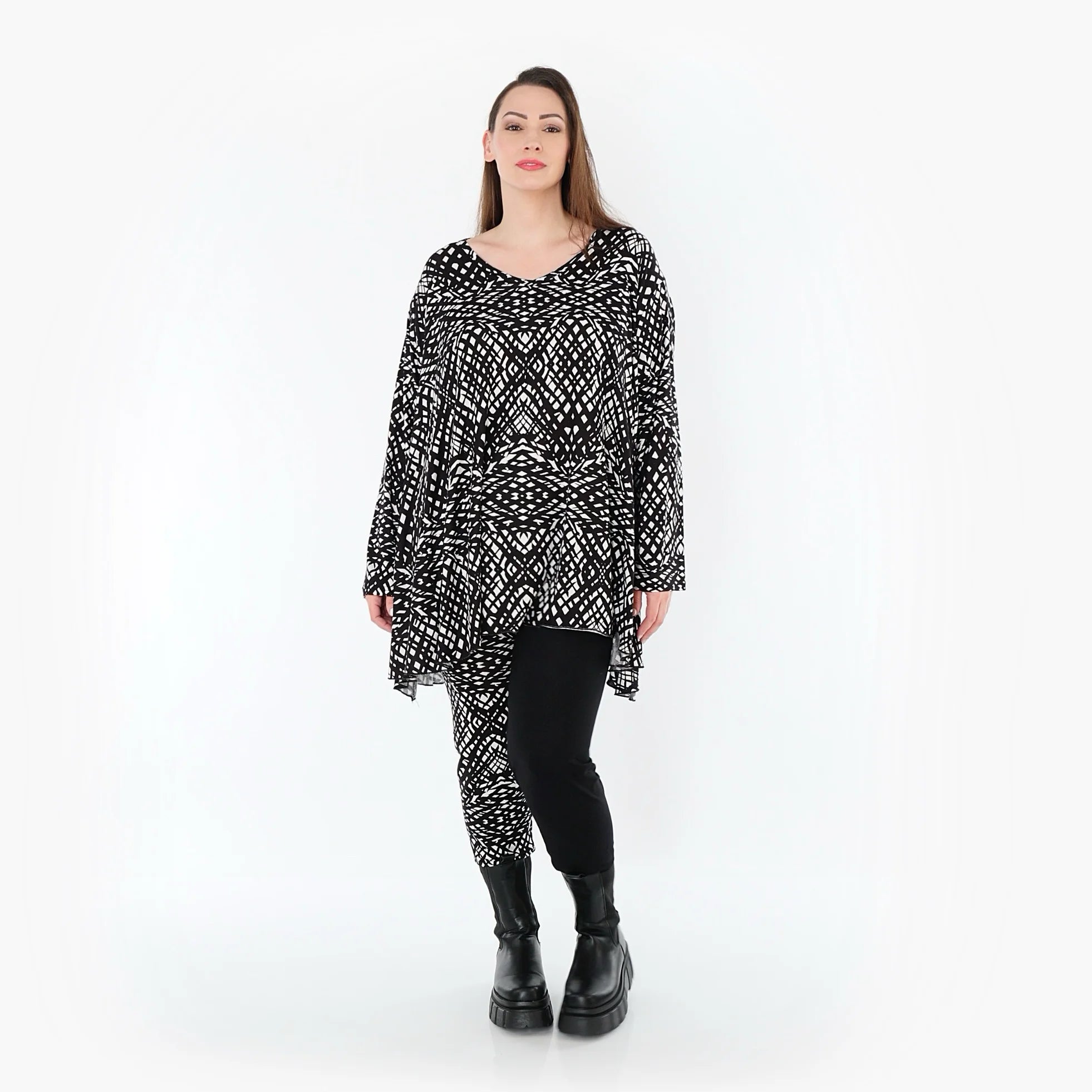  AKH Fashion Leggings in gerader Form, aus Viskose, 1560.0P100, Schwarz/Weiß, Abstrakt