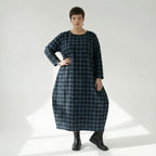  Ballonkleid von AKH Fashion aus Polyester, 1562.01926, Blau/Schwarz, Kariert, Ausgefallen