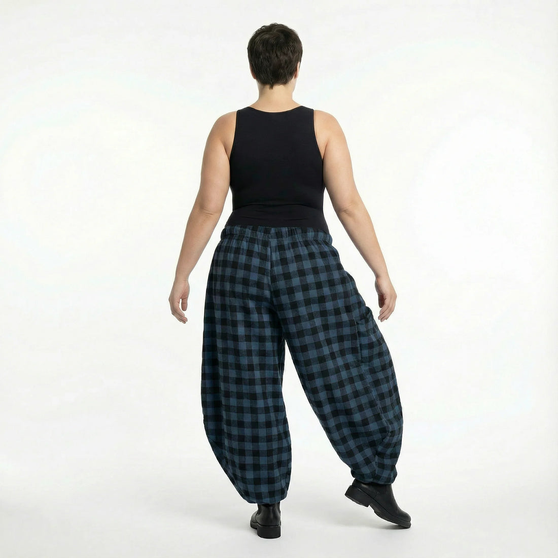  Ballonhose von AKH Fashion aus Polyester, 1562.08069, Blau/Schwarz, Kariert, Ausgefallen