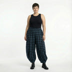  Ballonhose von AKH Fashion aus Polyester, 1562.08069, Blau/Schwarz, Kariert, Ausgefallen
