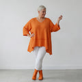  A-Form Bigshirt von AKH Fashion aus Baumwolle, 1573.05593, Orange, Kariert, Ausgefallen