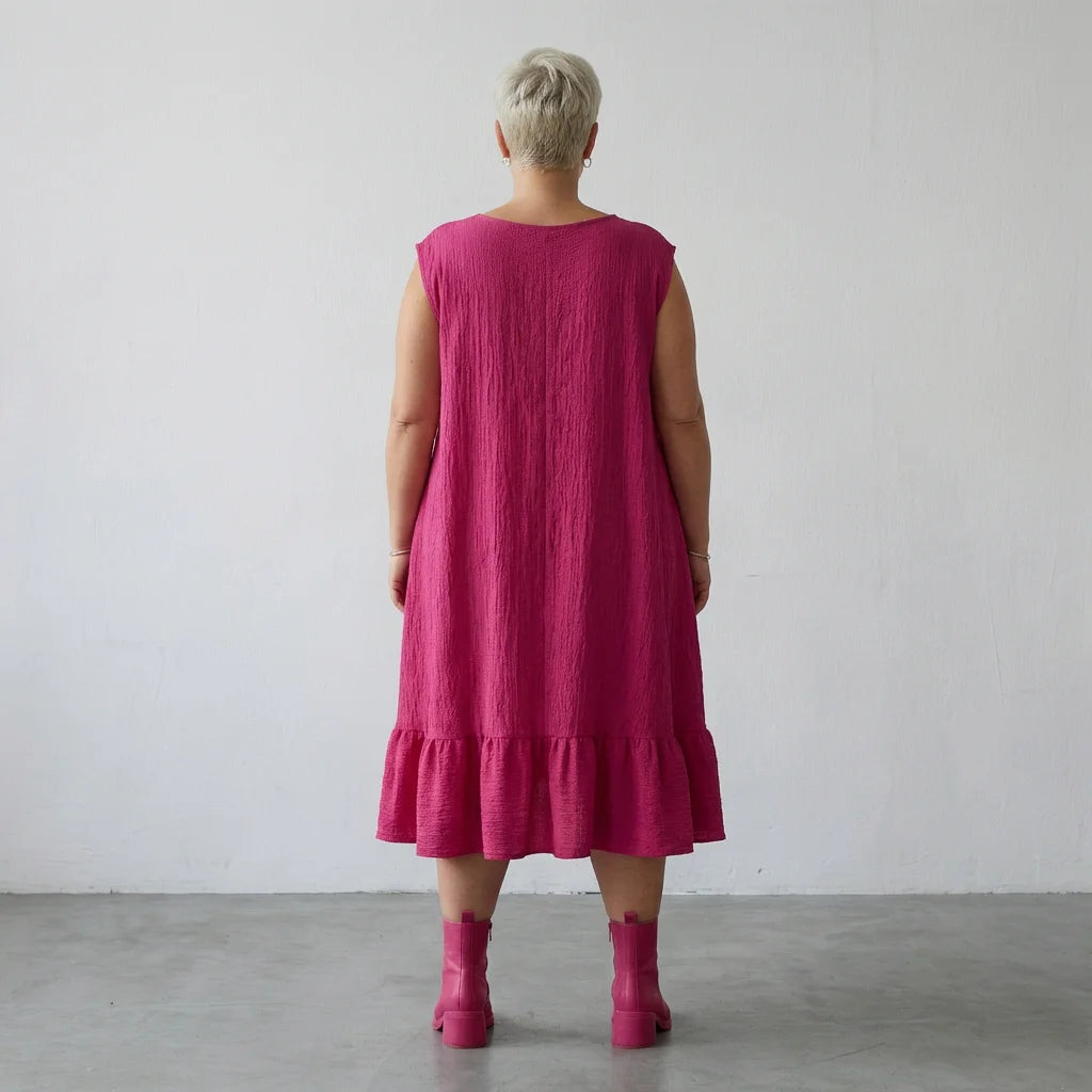 A-Form Kleid von AKH Fashion aus Baumwolle, 1573.07023, Fuchsia, Kariert, Ausgefallen