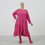  AKH Fashion Kleid in asymmetrischer Form, aus Baumwolle, 1573.07024, Fuchsia, Kariert