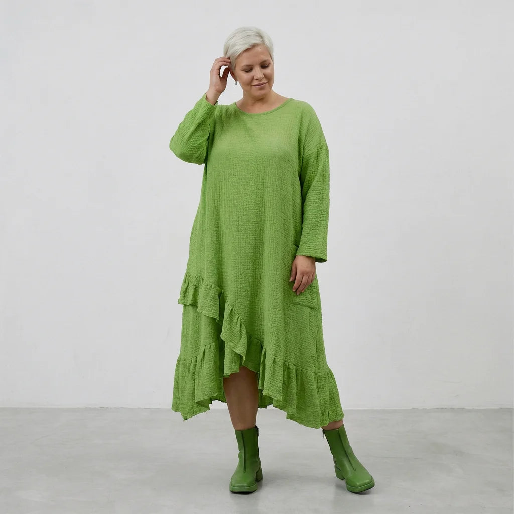 AKH Fashion Kleid in asymmetrischer Form, aus Baumwolle, 1573.07024, Grün, Kariert, Schick