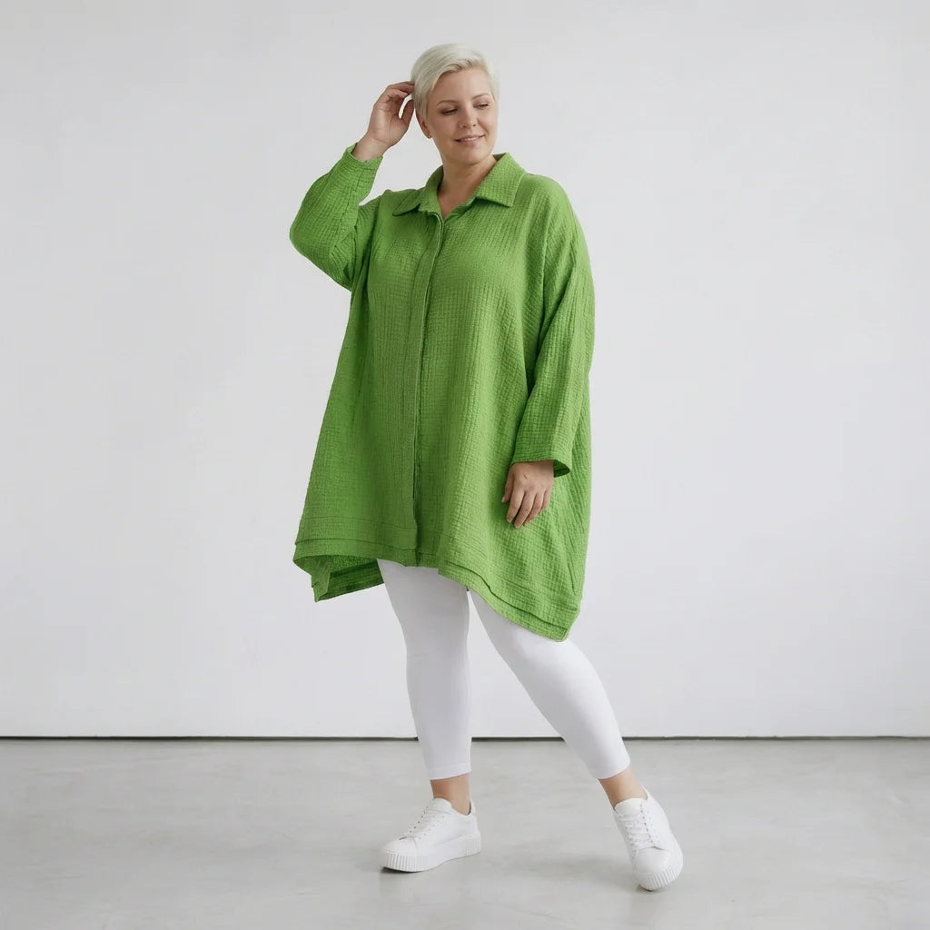 A-Form Bluse von AKH Fashion aus Baumwolle, 1573.07110, Grün, Kariert, Ausgefallen, Schick