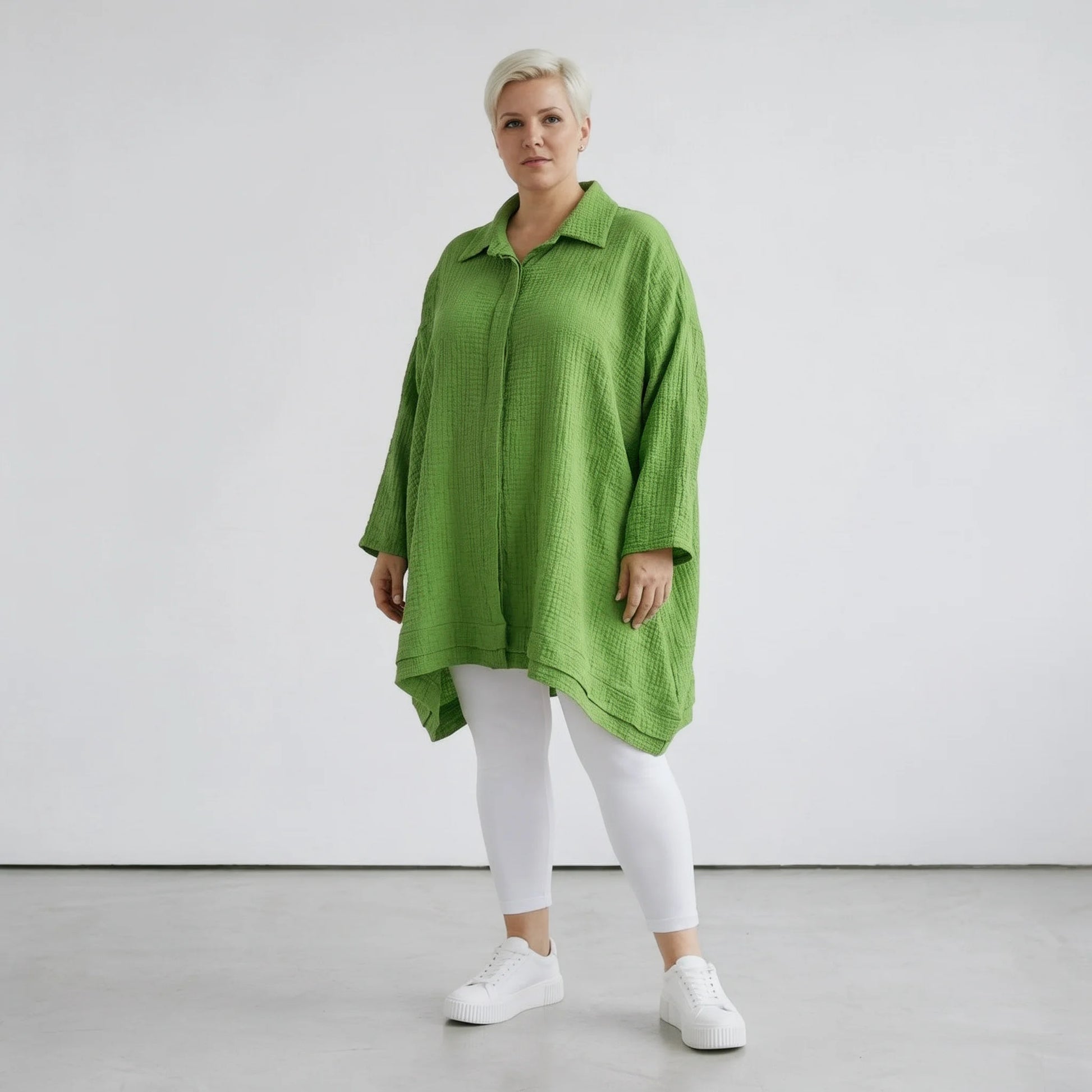 A-Form Bluse von AKH Fashion aus Baumwolle, 1573.07110, Grün, Kariert, Ausgefallen, Schick