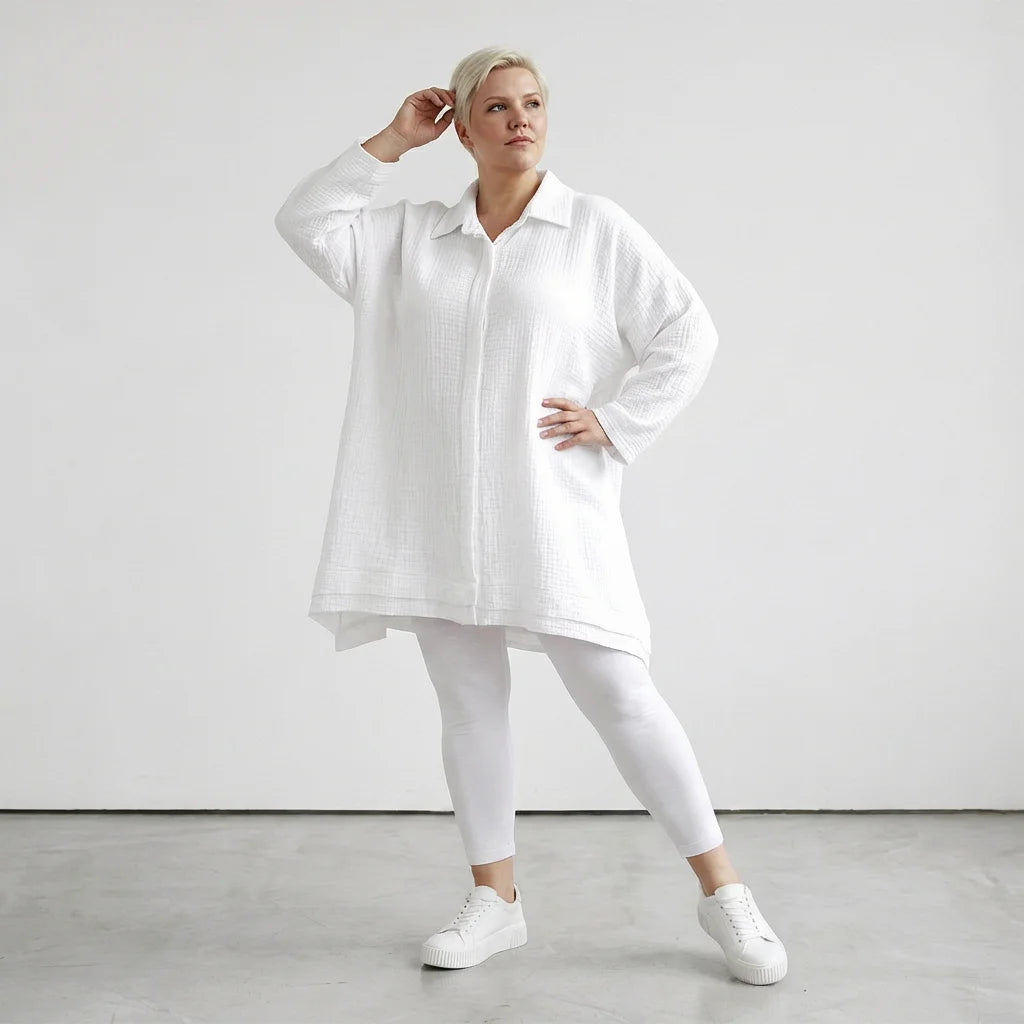 A-Form Bluse von AKH Fashion aus Baumwolle, 1573.07110, Weiß, Kariert, Ausgefallen, Schick