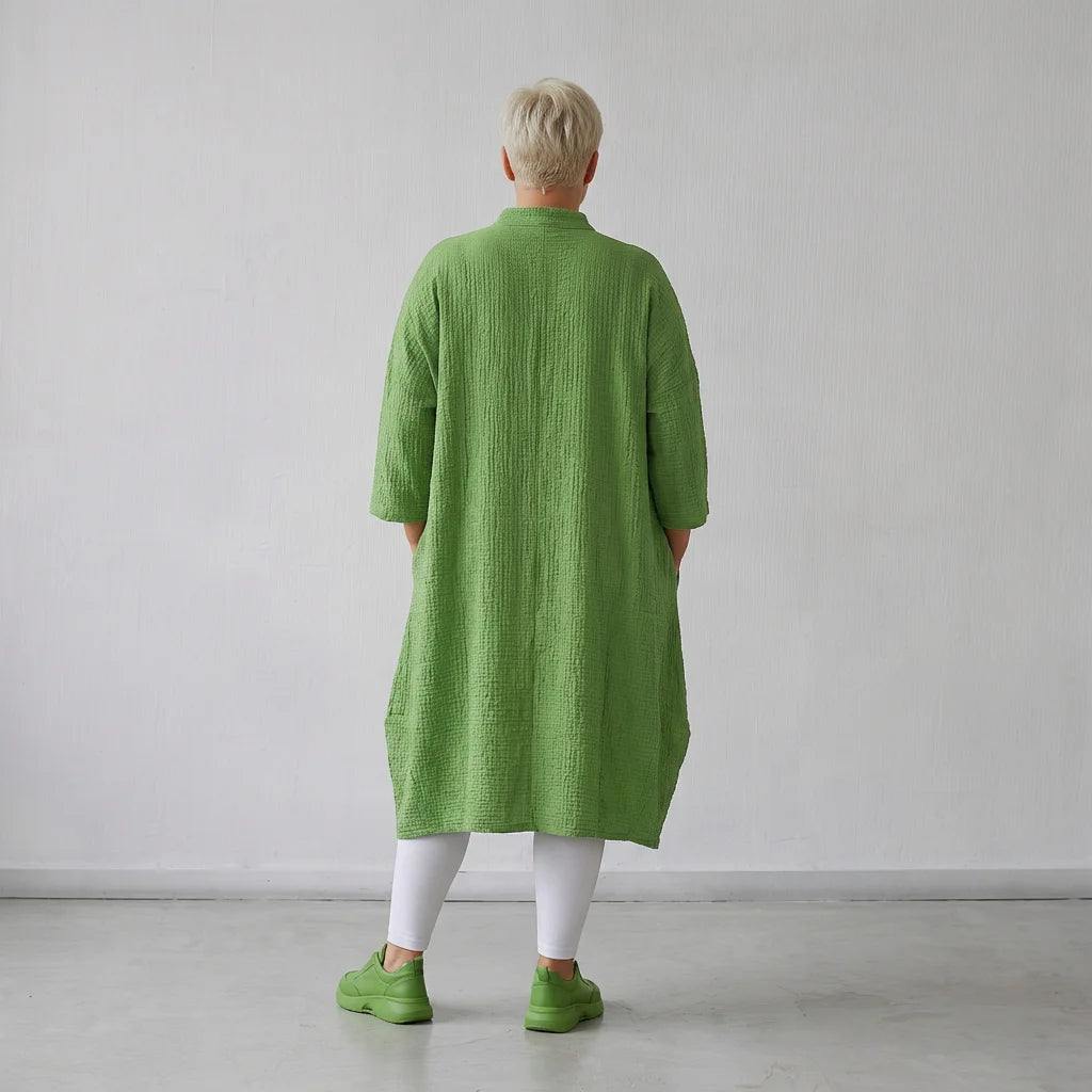 Ballon Bluse von AKH Fashion aus Baumwolle, 1573.07117, Grün, Kariert, Ausgefallen, Schick