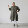 Ballon Bluse von AKH Fashion aus Baumwolle, 1573.07117, Khaki, Kariert, Ausgefallen