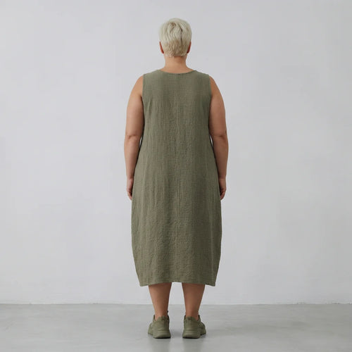  Ballonkleid von AKH Fashion aus Baumwolle, 1573.07118, Khaki, Kariert, Ausgefallen, Schick