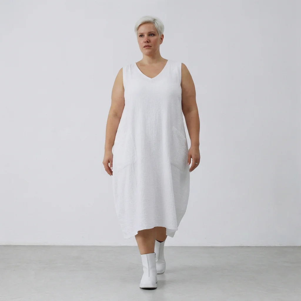  Ballonkleid von AKH Fashion aus Baumwolle, 1573.07118, Weiß, Kariert, Ausgefallen, Zeitlos