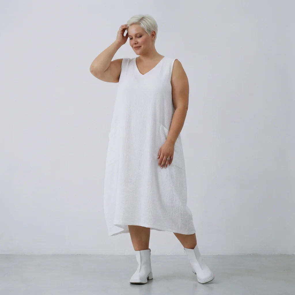  Ballonkleid von AKH Fashion aus Baumwolle, 1573.07118, Weiß, Kariert, Ausgefallen, Zeitlos