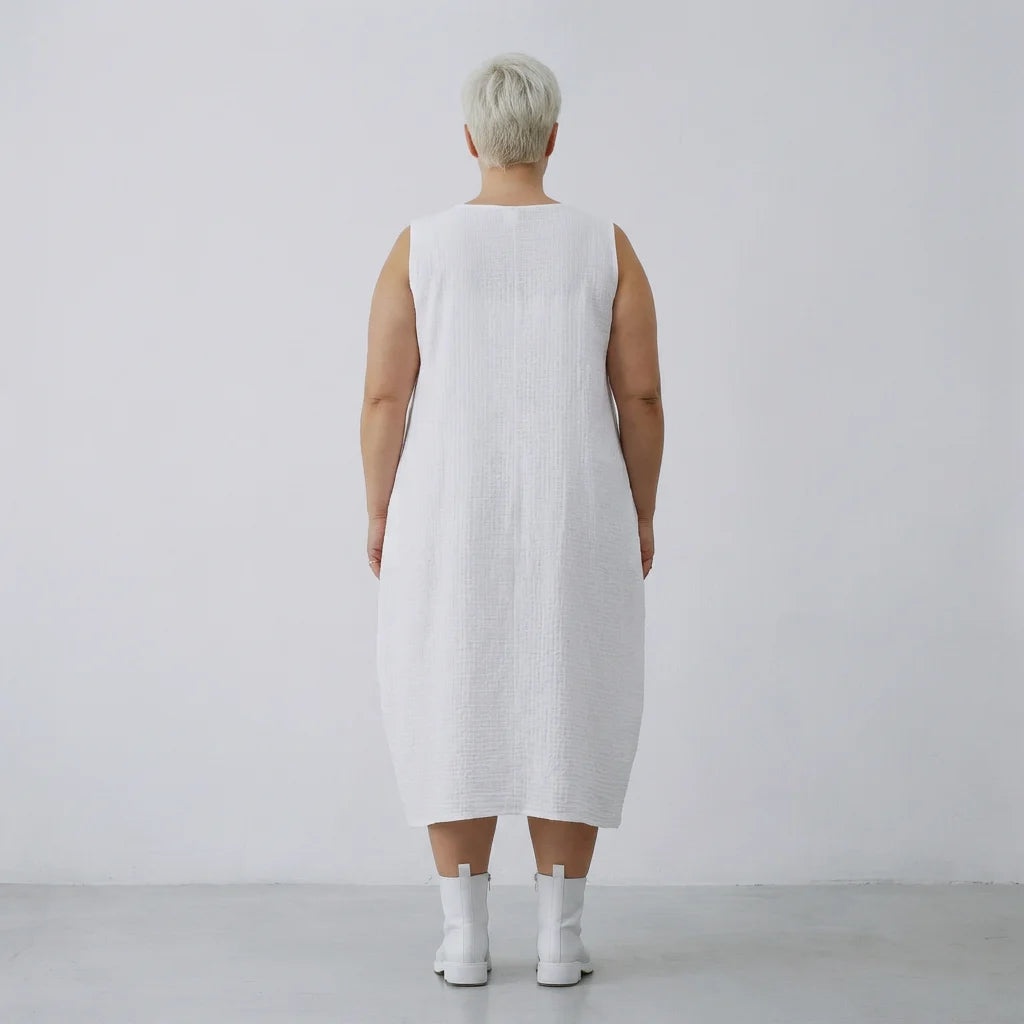  Ballonkleid von AKH Fashion aus Baumwolle, 1573.07118, Weiß, Kariert, Ausgefallen, Zeitlos