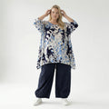  A-Form Bigshirt von AKH Fashion aus Viskose, 1574.00593, Weiß/Marine/Blau, Blumen, Schick