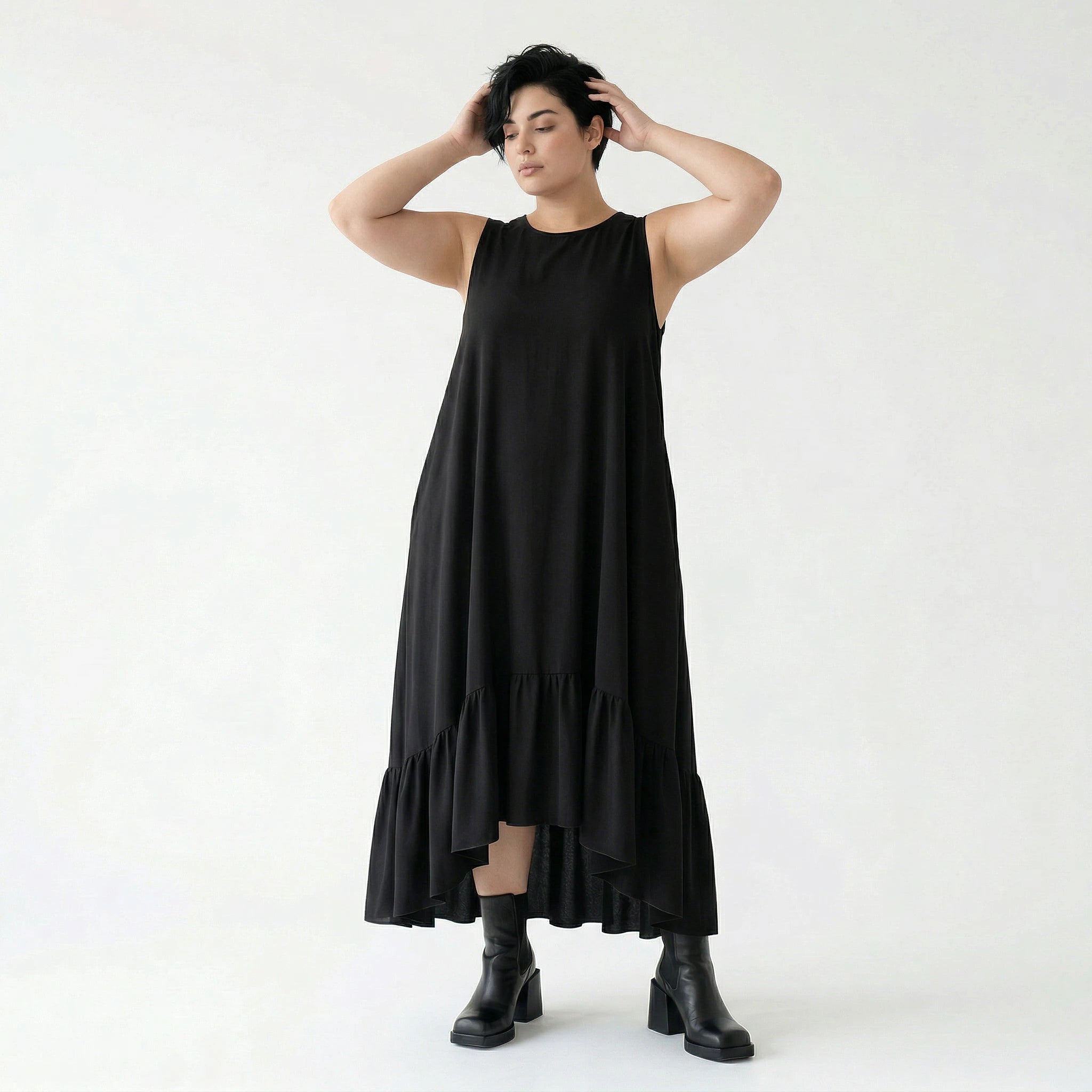 A-Form Kleid von AKH Fashion aus Viskose, 1576.07023, Schwarz, Ausgefallen, Zeitlos