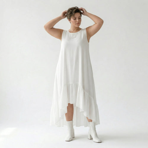 A-Form Kleid von AKH Fashion aus Viskose, 1576.07023, Weiß, Ausgefallen, Zeitlos, Schick