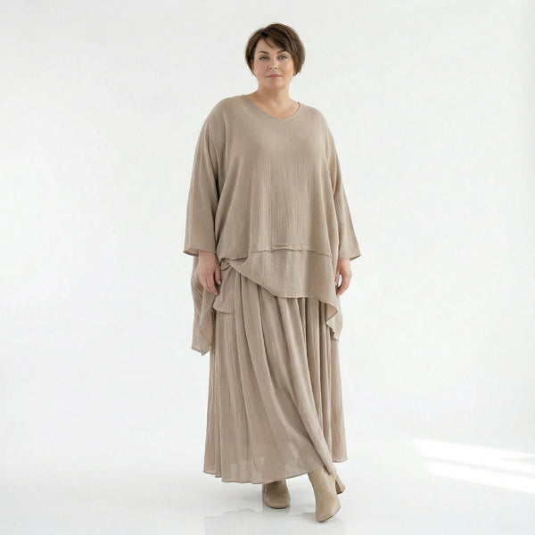 A-Form Rock von AKH Fashion aus Viskose, 1576.07186, Beige, Ausgefallen, Zeitlos, Schick