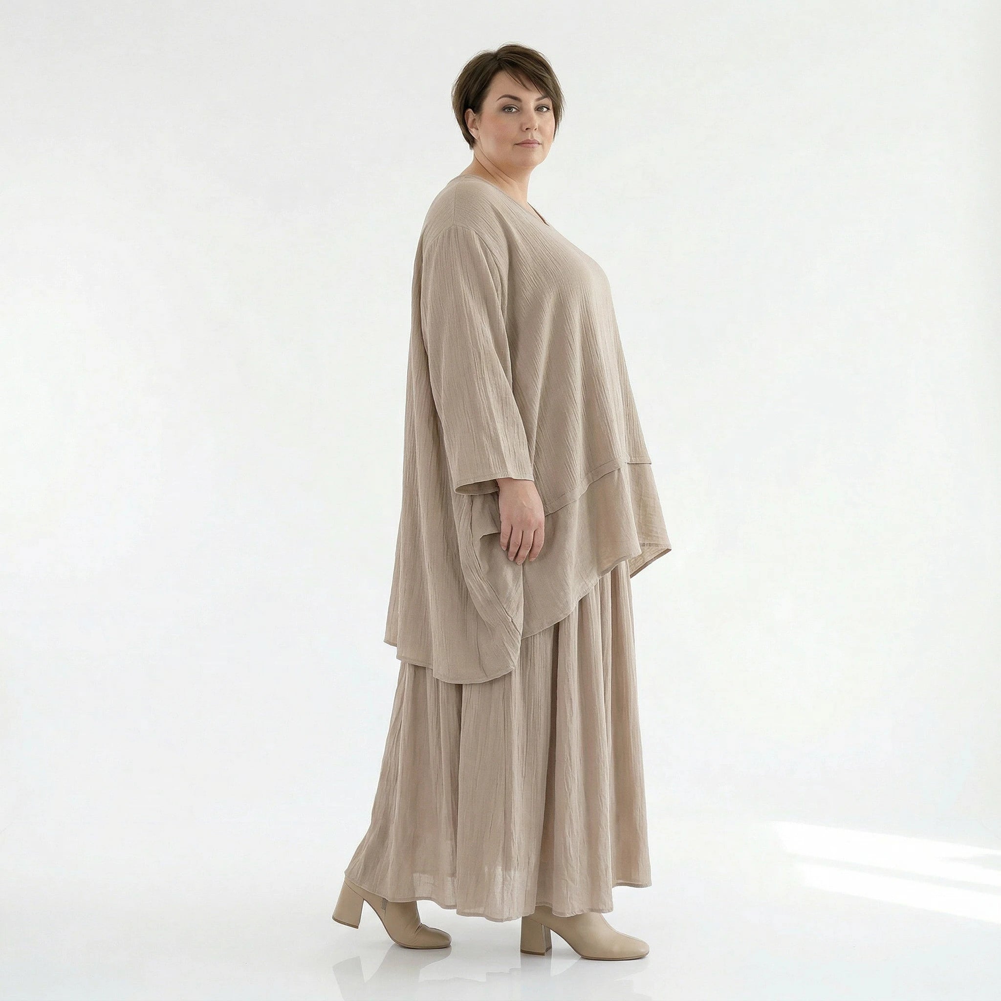 A-Form Rock von AKH Fashion aus Viskose, 1576.07186, Beige, Ausgefallen, Zeitlos, Schick