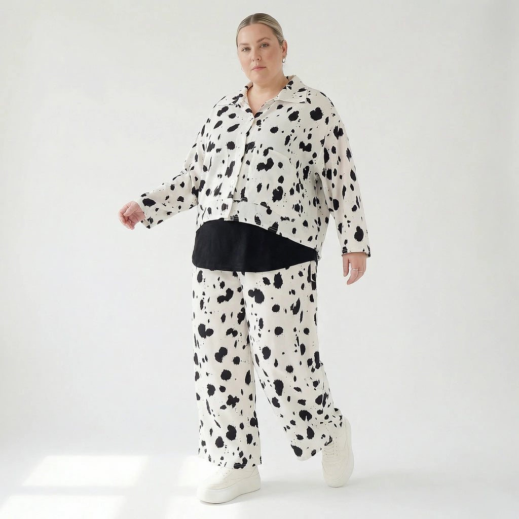 AKH Fashion Jacke in gerundeter Form, aus Viskose, 1579.06910, Weiß/Schwarz, Kleckse