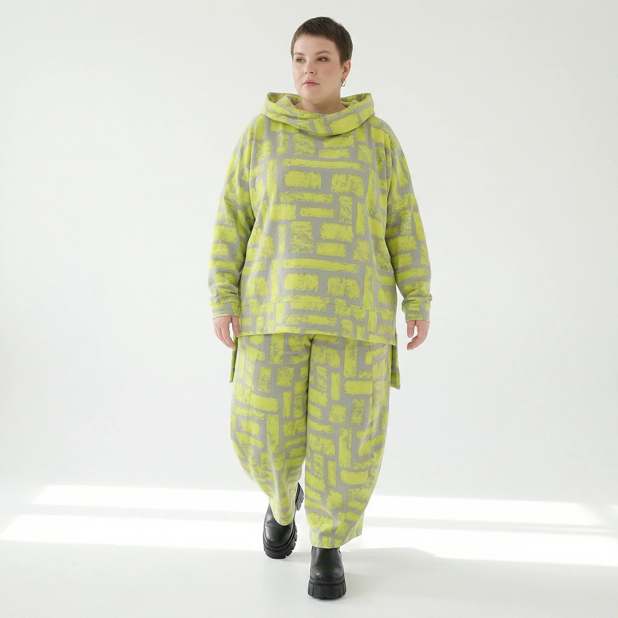 Ballonhose von AKH Fashion aus Baumwolle, 1580.08069, Gelb/Grau, Ziegelsteine, Schick