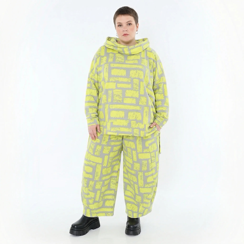 Ballonhose von AKH Fashion aus Baumwolle, 1580.08069, Gelb/Grau, Ziegelsteine, Schick