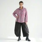 Kastige Oversize Jacke in luftig leichter Leinen Optik, ausgefallen im Lagenlook, Fuchsia/Mint