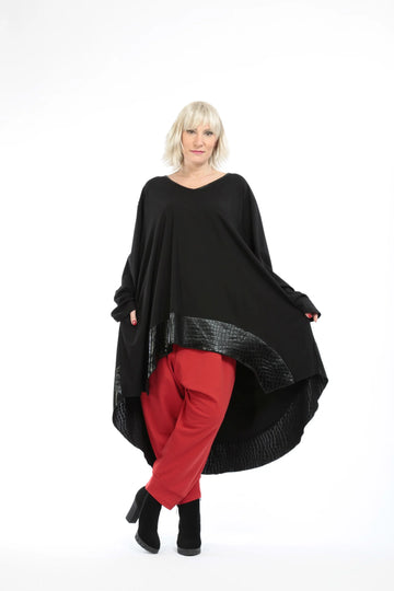  Bigshirt von AKH Fashion aus Viskose in Vokuhila-Form, 1221.06892, Schwarz, Schick, Modern