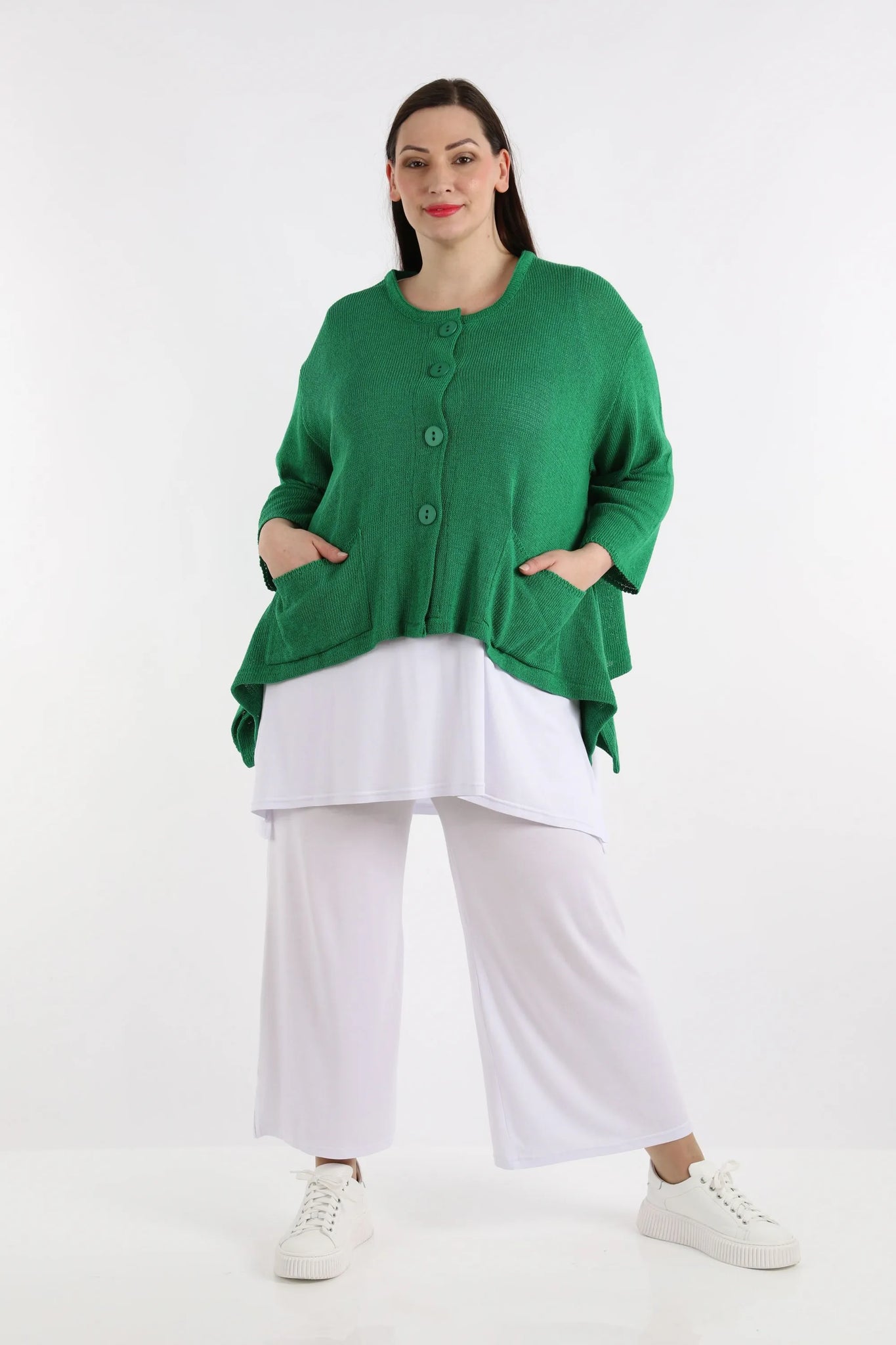 A-Form Jacke von AKH Fashion aus Baumwolle, 1110.00118, Smaragardgrün, Unifarben, Schick